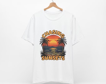 Chasing Sunsets T-Shirt | Unisex Beach Tee | Aesthetic Summer Shirt | Vacation Gift for Her/Him