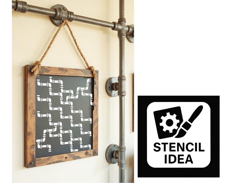 Steampunk Pipe Stencil 6x6 – Industrial Pattern Svg, Png, Jpg – Pipes ...
