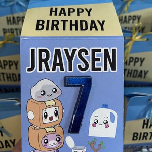 Lankybox Milk Box Favor, gepersonaliseerde snoepdoos, dozen feestbedankjes, doos verjaardagstraktatie, Foxy, Boxy, Ghosty, Sticky, Canny, Rocky, Lankybot, Thicc Shark