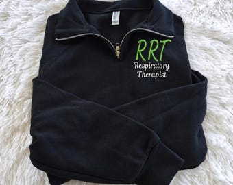 Custom Respiratory Therapist Pullover with Name and Credentials, RRT Gift for Respiratory Therapists, CRT Shirt, Work Attire