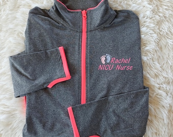 Embroidered Full Zip NICU Nursing Jacket, Neonatal Doctor Office Gift, Nurse Graduation Gift, OB Registered Nurse
