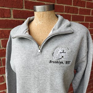 Personalized Quarter Zip Respiratory Therapy Pullover, RRT Profession Sweatshirt, Embroidered Respiratory Therapist Graduation Gift