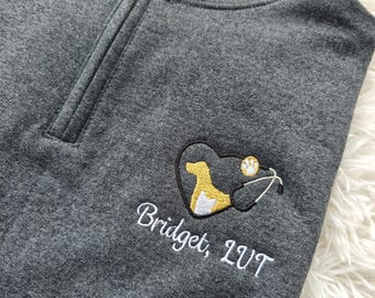 Embroidered Vet Tech Quarter Zip Sweatshirt, Personalized Veterinary Stethoscope,  Dog and Cat Design with Paw Print, Veterinary Gifts