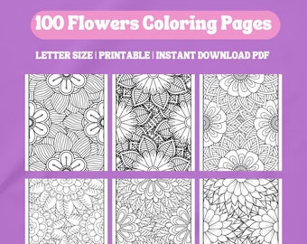 Páginas para colorear de flores para niños /Páginas para colorear imprimibles /Colorear flores para adultos/ Descarga digital /Colorear mindfulness