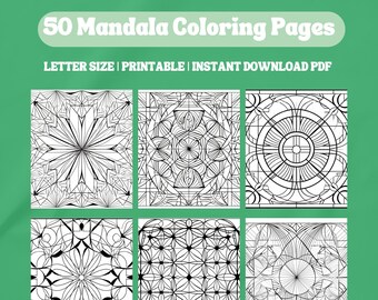 Páginas para colorear Mandala geométricas para niños /Páginas para colorear imprimibles /Colorear Mandala para adultos/ Descarga digital /Colorear Mindfulness