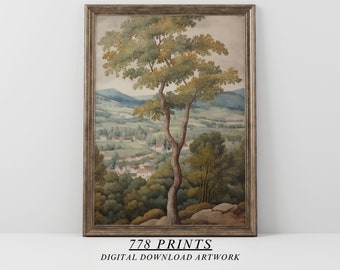 Vintage Landscape Print | Neutral Wall Art | Antique Painting | Digital Art | 345