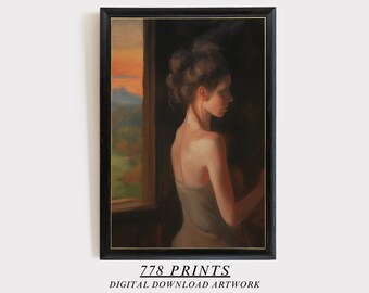 Frauenportrait | Viktorianische Wandkunst | Farbenfrohes Portrait | Digitale Kunst | 210