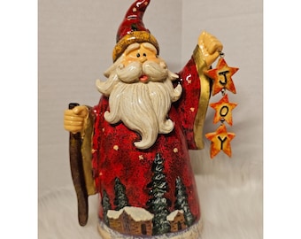 Santa Clause Figurine Christmas 10 inch tall Paper Mache