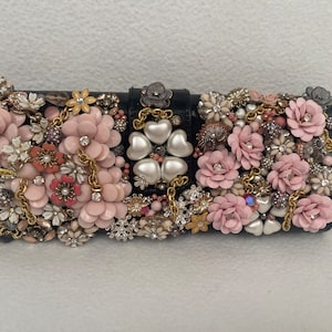 Flower vintage jewelry clutch purse handbag