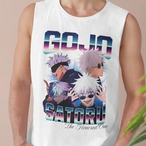 Retro Satoru Gojo Tank Top, Vintage Anime Bootleg Tee
