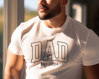 Dad shirt Dad est 2024 Tshirt Custom dad Pregnancy announcement for daddy Gift for dad Father's day shirt New dad shirt