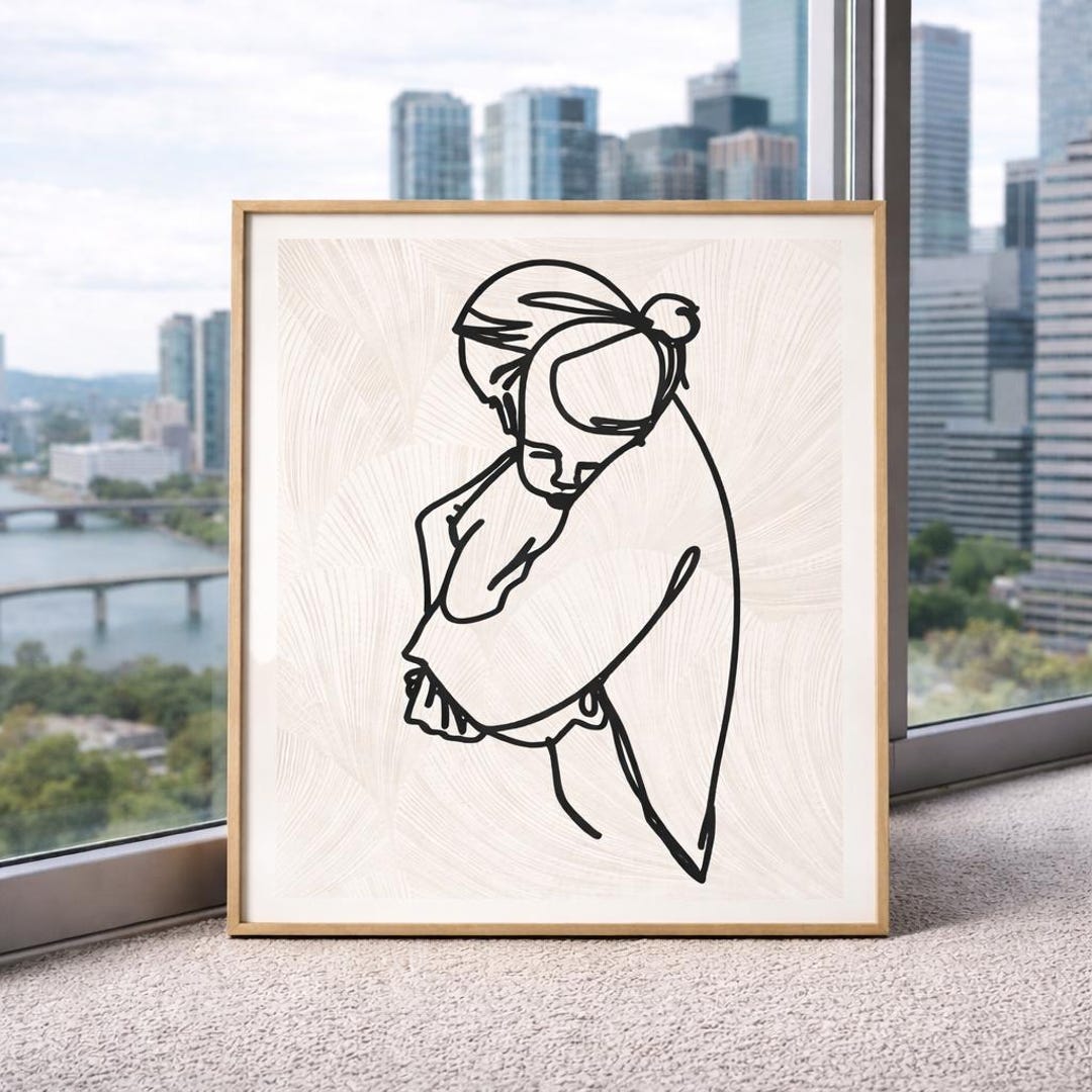 Minimalist Mother and Child Line Art Print | Modern Nursery Decor ...