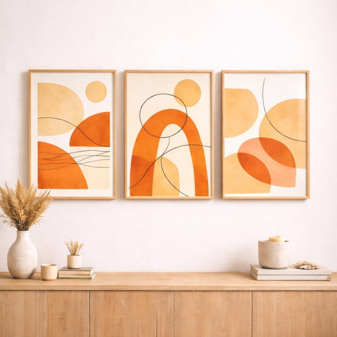 Boho Neutral Art Prints Set | Mid Century Modern Wall Decor (digital ...