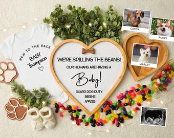 Annuncio di gravidanza del cane digitale, modello modificabile per animali domestici, fratello e sorella del cane, mamma e cucciolo di cane personalizzati, social media in attesa, tre cani