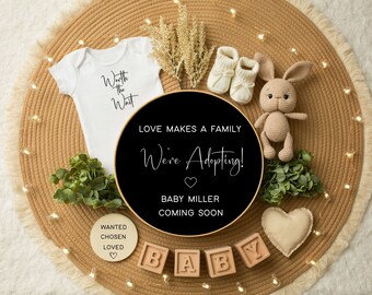 Adoption Announcement Template for Social Media, Editable Adoption Reveal, Digital Gender Neutral Adoption Template, We're Adopting A Baby
