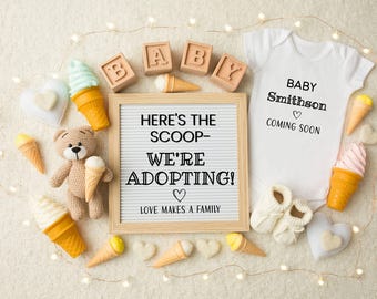 Adoption Announcement Template for Social Media, Editable Adoption Reveal, Digital Neutral Baby Adoption Download, We're Adopting, Ice Cream