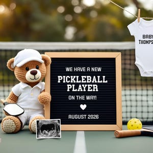 Pickleball Pregnancy Announcement Digital, New Pickleball Player, Sports Baby Reveal, Neutral Social Media Editable Template, Instagram Post