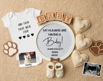 Annuncio di gravidanza del cane Modello digitale e modificabile per animali domestici per i social media, Rivelazione del bambino del fratello del cane, Modello di gravidanza personalizzato della mamma del cane carino