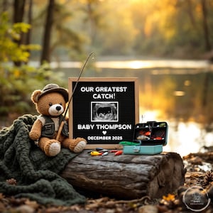 Fishing Pregnancy Announcement Digital, Our Greatest Catch, Baby Reveal, Editable Template, Expecting, New Parents, First Baby, Instagram