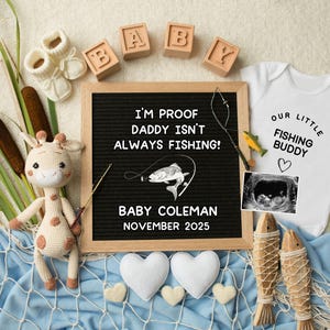 Funny Fishing Pregnancy Announcement Digital, Cute Fishing Buddy Baby Reveal, Editable Template Social Media, Gender Neutral, Expecting Baby