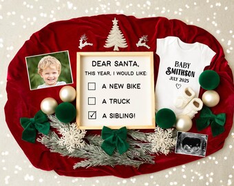 Big Brother Christmas Pregnancy Announcement Digital, Dear Santa Second Baby Reveal, Editable Template, Instagram Facebook Expecting Sibling