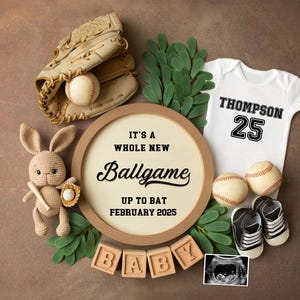 Baseball Pregnancy Announcement Digital, Custom Sports Baby Reveal, Editable Template for Social Media, Baseball Theme, We&#39;re Expecting
