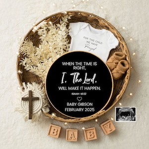 Christian Scripture Pregnancy Announcement, Religious Digital Baby Reveal for Social Media, Gender Neutral Editable Template, Minimalist