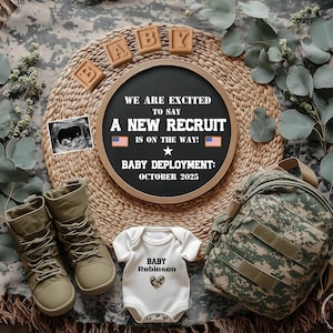 Military Pregnancy Announcement Digital, New Recruit Reporting for Duty, USA Baby Reveal Editable Template, Army Soldier Expecting, Download
