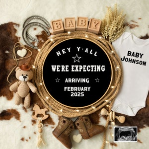 Western Pregnancy Announcement Digital, Cowboy Baby Reveal for Social Media, Country Baby Editable Template, Farm Ranch Reveal, Rodeo Theme