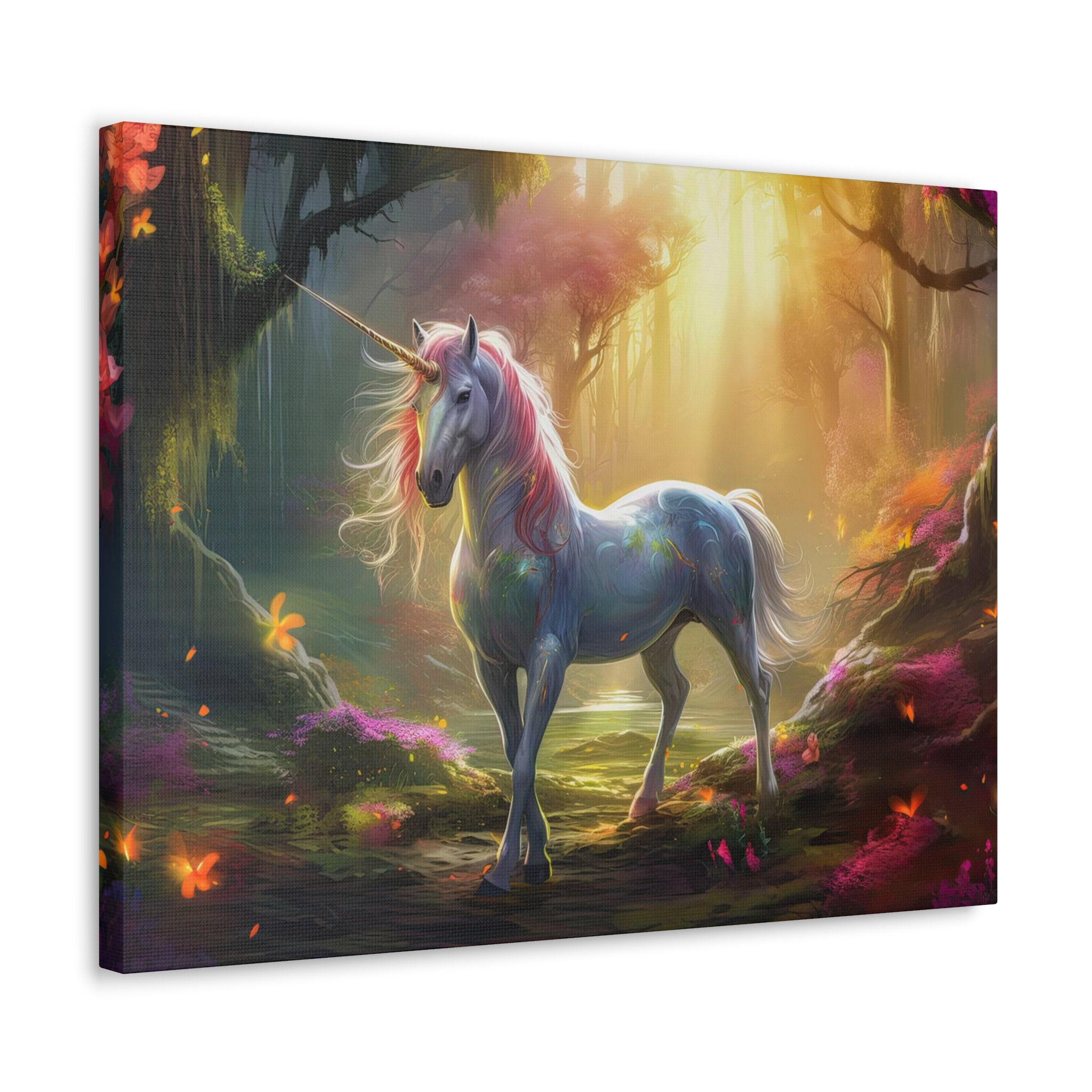 Enchanted Forest Unicorn Canvas Print Magical Wildlife Wall - Etsy
