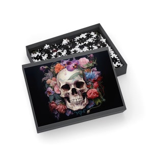 Flowers and Skulls Jigsaw Puzzle 300/500/1000 Piece - Etsy