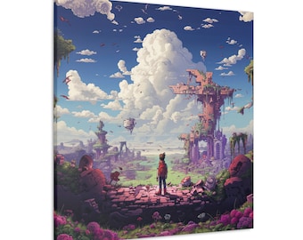 Pixel Game Over, Retro Gaming Canvas Print, Geek Wall Art, Home Decor
