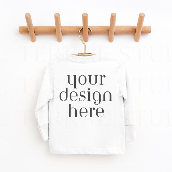 White Rabbit Skins Long Sleeve Shirt - BACK of Shirt | Toddler Shirt Mockup | Toddler Long Sleeve Tee Mockup | Kids T-shirt Mockup | RS3302