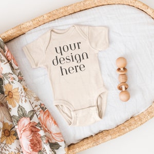 Natural Rabbit Skins Onesie 4400 Mockup | Rabbit Skins Baby Mockup |  Bodysuit | Bodysuit Mockup | Baby Mockup | Boho Mockup