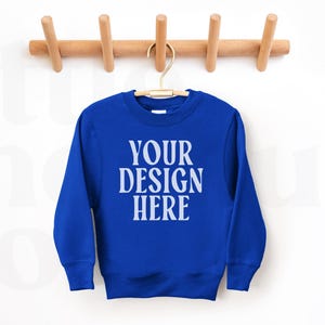 Royal Gildan 180B Youth Sweatshirt | Kids Sweatshirt Mockup | Front & Back