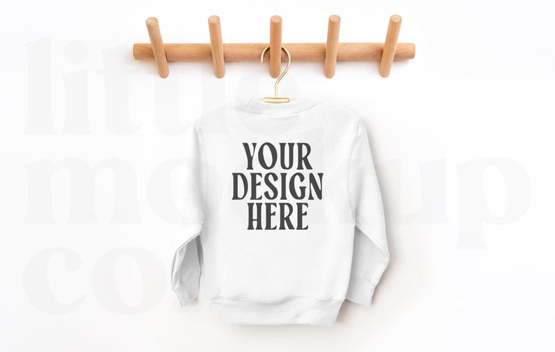 White Gildan 180B Youth Sweatshirt | Kids Sweatshirt Mockup | Front & Back image 2