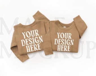 Coyote Brown Rabbit Skins 3317 | Minimal Toddler Sweatshirt Flat lay | Front & Back | RS3317 | Trendy Kids Mockup | Toddler Mocks