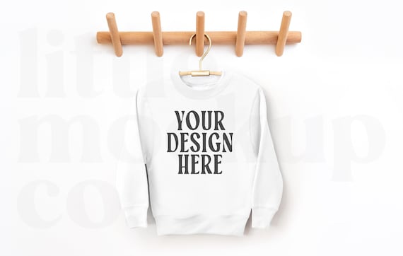 White Gildan 180B Youth Sweatshirt | Kids Sweatshirt Mockup | Front & Back
