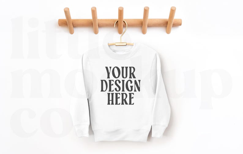 White Gildan 180B Youth Sweatshirt | Kids Sweatshirt Mockup | Front & Back image 1