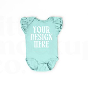 Saltwater Rabbit Skins 4439 - Infant Flutter Sleeve Baby Rib Bodysuit | Baby Onesie Mockup | Minimal Mockup | Kids Boho Mockup