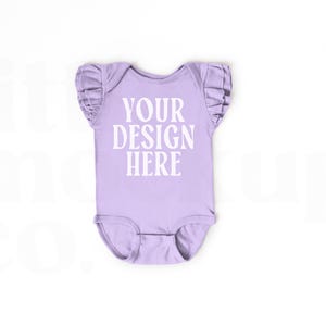 Lavender Rabbit Skins 4439 - Infant Flutter Sleeve Baby Rib Bodysuit | Baby Onesie Mockup | Minimal Mockup | Kids Boho Mockup