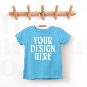 Aqua Rabbit Skins 3321 Toddler Fine Jersey T-Shirt Mockup | Youth T-Shirt Mockup | Rabbit Skins Mock | Toddler Shirt Mockup | Kids Mockup