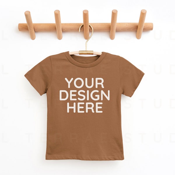 Coyote Brown Rabbit Skins 3321 Toddler Fine Jersey T-Shirt | Short Sleeve Tee Mockup | Rabbit Skins | Toddler Shirt Mockup