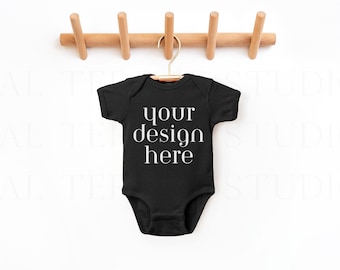 Mockup 4400 en peau de lapin noire | Maquette de bébé en peau de lapin |  Body | Maquette de body | Maquette de bébé | Maquette bohème