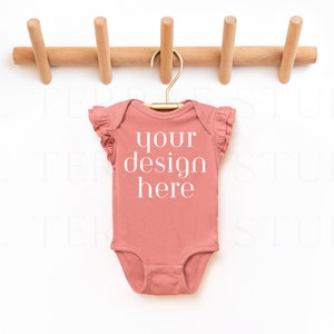 Mauvelous Rabbit Skins 4439 - Infant Flutter Sleeve Baby Rib Bodysuit | Baby Onesie Mockup | Minimal Mockup | Kids Boho Mockup