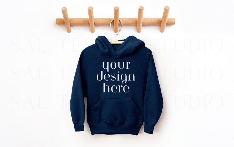 Sudadera con capucha para niños Gildan de color azul marino / Maqueta con capucha para niños / Maqueta con capucha para jóvenes / Sudadera con capucha para niños Gildan / Maqueta para niños imagen 1