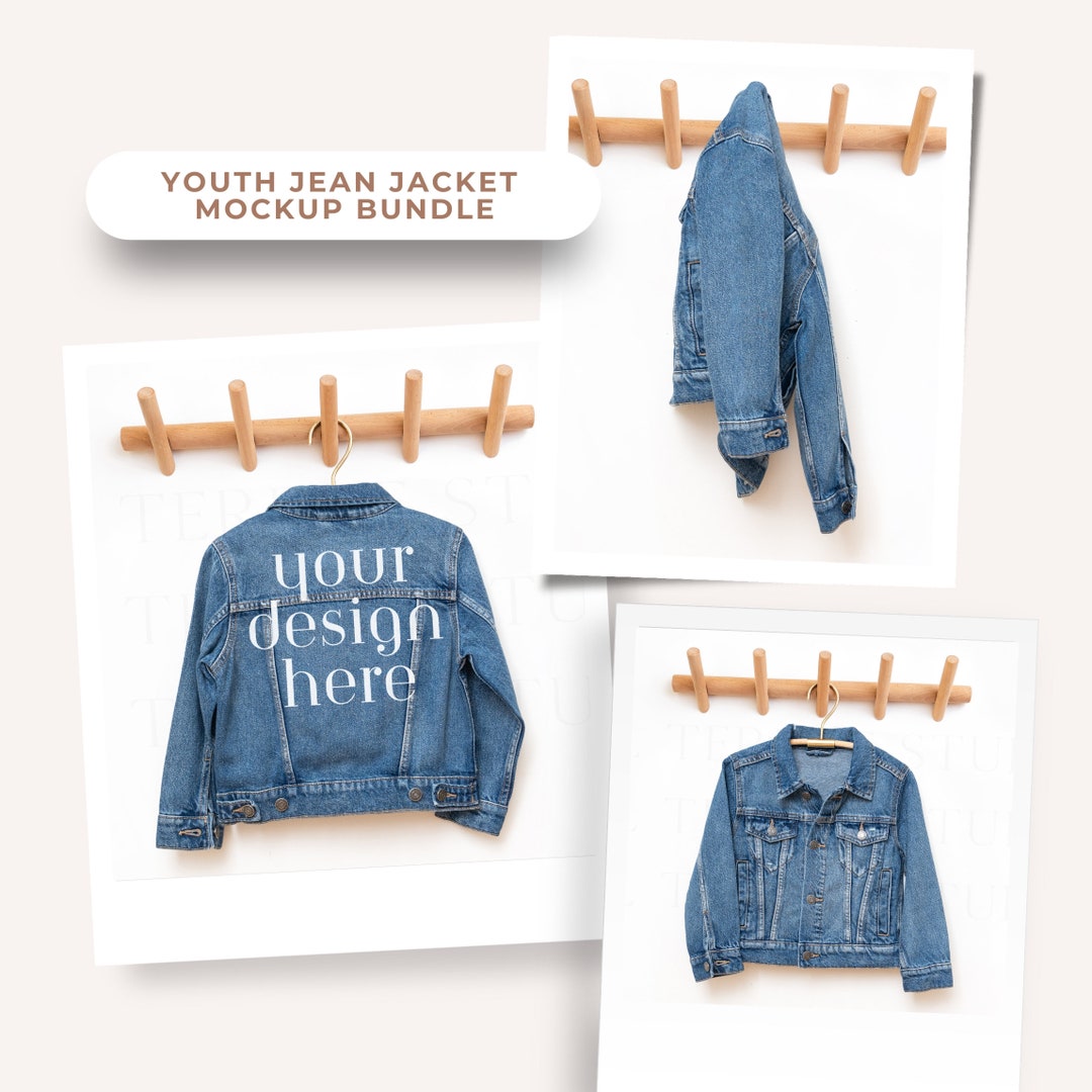 Youth Jean Jacket Mockup Kids Blue Jean Jacket Mockup Denim Jacket