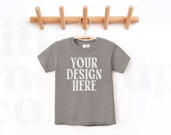 Grey Comfort Colors Youth T-Shirt Mockup | Comfort Colors 9018 Mockup | Front and Back | Youth Mockup