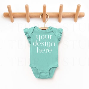 Saltwater Rabbit Skins 4439 - Infant Flutter Sleeve Baby Rib Bodysuit | Baby Onesie Mockup | Minimal Mockup | Kids Boho Mockup