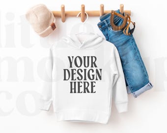 Mockup di felpa con cappuccio White Rabbit Skins 3326 / Felpa con cappuccio in pile per bambini / Mockup di felpa con cappuccio per bambini / Rabbit Skins 3326 / Mockup per bambini